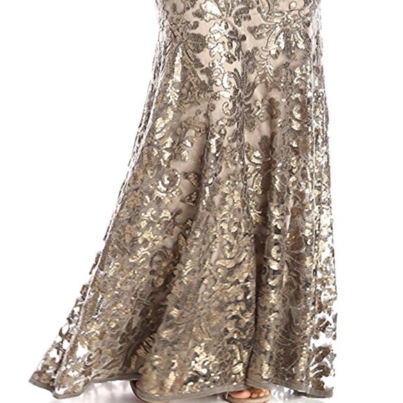 TADASHI SHOJI - Sequin Lace Gown (Smoke Pearl) NWT - Picture 5 of 7